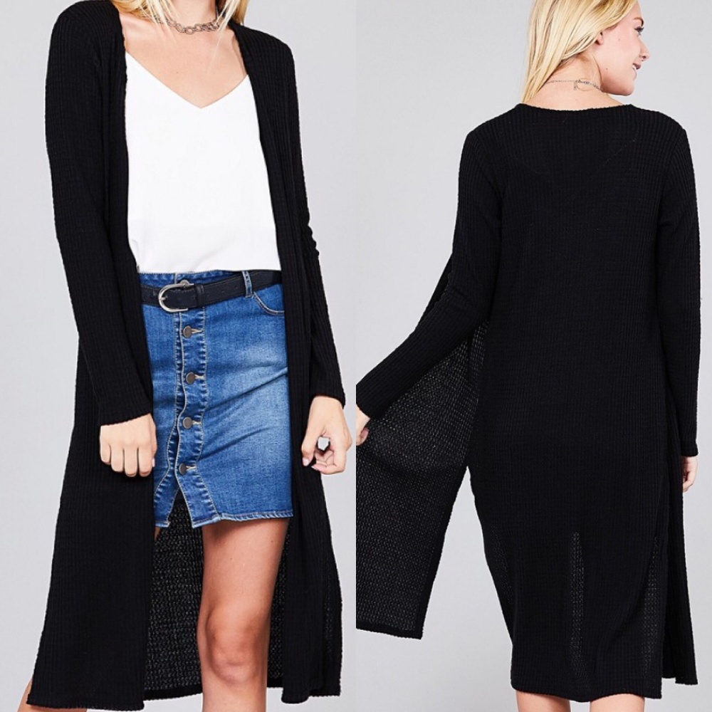 Plus & Reg Black Long Sleeve Cardigan